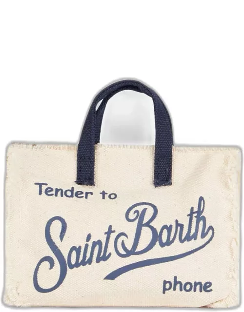 MC2 Saint Barth Phone Holder White Bag With Blue Logo