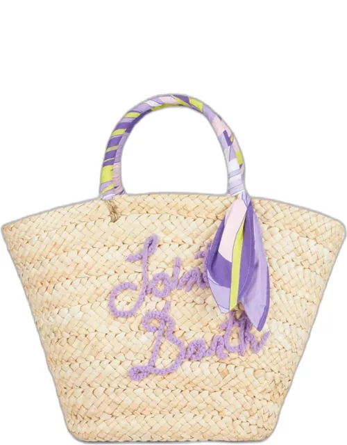 MC2 Saint Barth Straw Bag With Front Embroidery And Fabric Handle