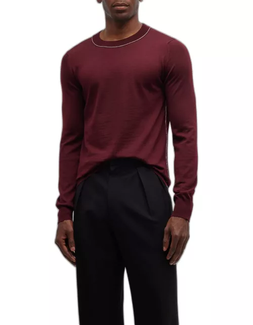 Men's Wool-Cotton Sweater with Piping