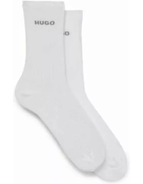 Two-pack of quarter-length socks with logo details- White Women's Underwear, Pajamas, and Sock