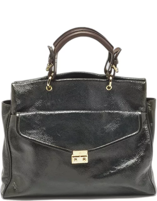Mulberry Dark Grey Patent and Leather Neely Tote