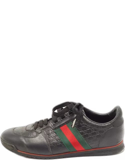 Gucci Black Microguccissima Leather Web Low Top Sneaker