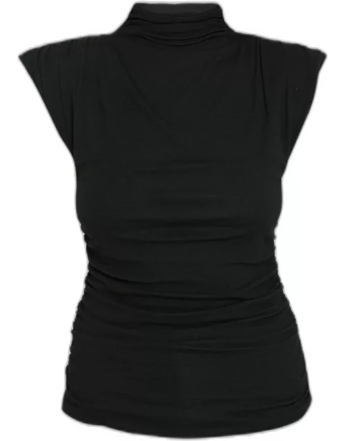 Lossa Ruched Sleeveless Turtleneck Top