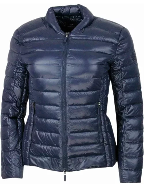 Armani Collezioni Ultra Light Down Jacket In Real Goose Down With Concealed Hood And Zip Closure With Slim Fit
