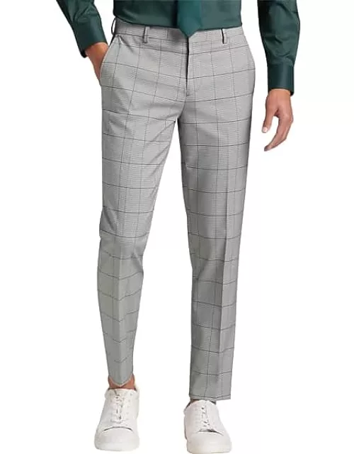 Egara Skinny Fit Men's Suit Separates Pants Black/White Plaid