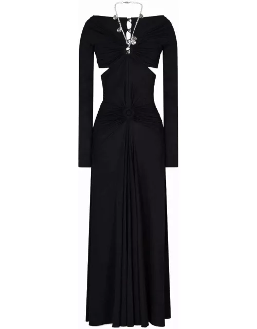 Black long dress with chain detai