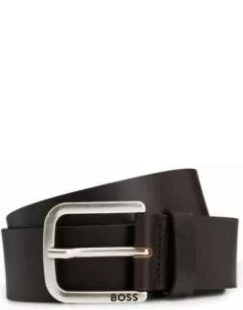 Buffalo-leather belt with branded pin buckle- Dark Brown Men's Casual Belt