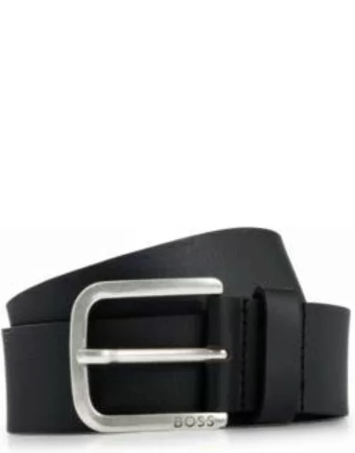 Buffalo-leather belt with branded pin buckle- Black Men's Casual Belt