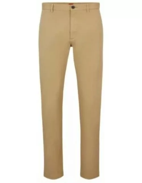 Slim-fit trousers in stretch-cotton gabardine- Beige Men's Casual Pant