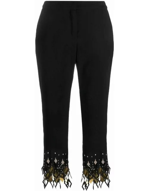 Black crop trousers with stud