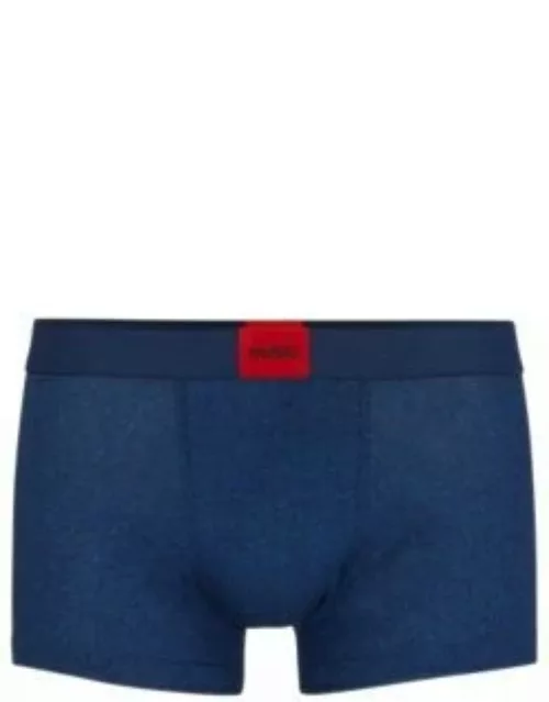 Stretch-cotton trunks with red logo label- Dark Blue Men's Underwear and Nightwear