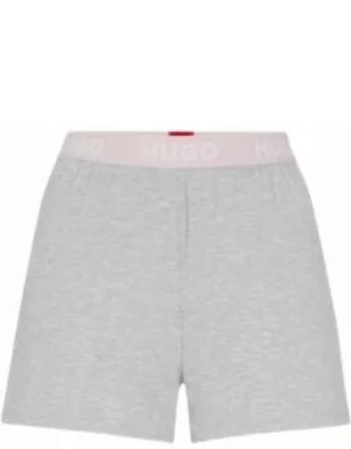 Stretch-jersey pajama shorts with logo waistband- Grey Women's Underwear, Pajamas, and Sock