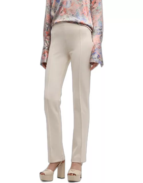 Pintuck Straight-Leg Pull-On Stovepipe Pant