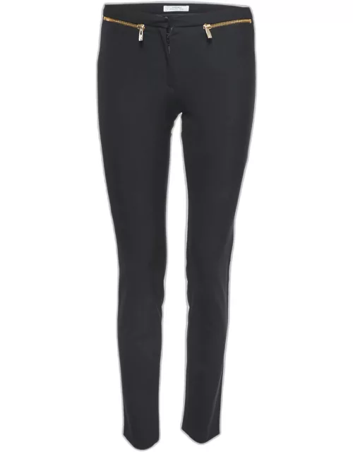 Versace Collection Black Stretch Crepe Front Zip Detail Trousers