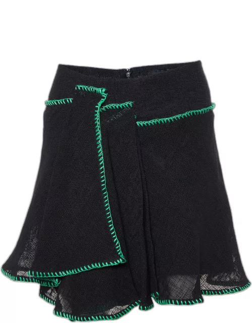 Etro Black Cotton Mesh Contrast Detail Layered Mini Skirt