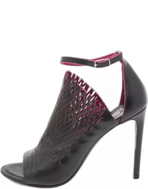 Balenciaga Black/Pink Lasercuts Leather Glove Sandal