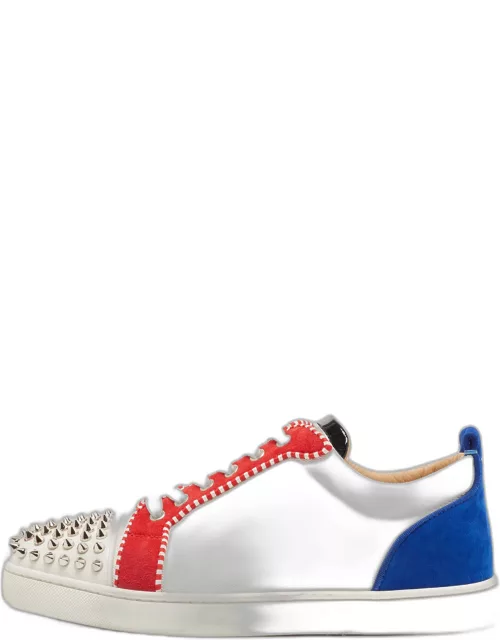 Christian Louboutin Multicolor Suede And Canvas Spiked Orlato Low Top Sneaker