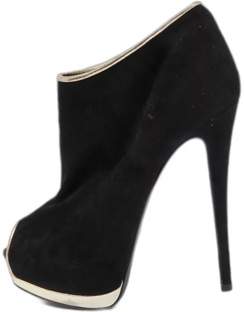 Giuseppe Zanotti Black Suede and Leather Ankle Boot