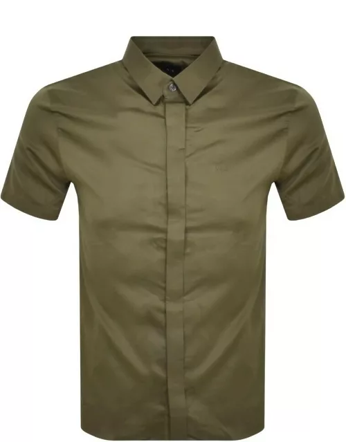 Armani Exchange Slim Fit Short Sleeved Shirt Khaki
