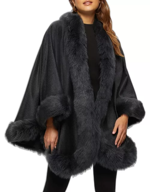 Cashmere Cape With Toscana Shearling Lamb Tri