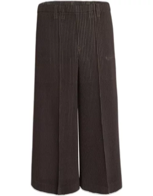 Men's Pleated Polyester Cropped Pant
