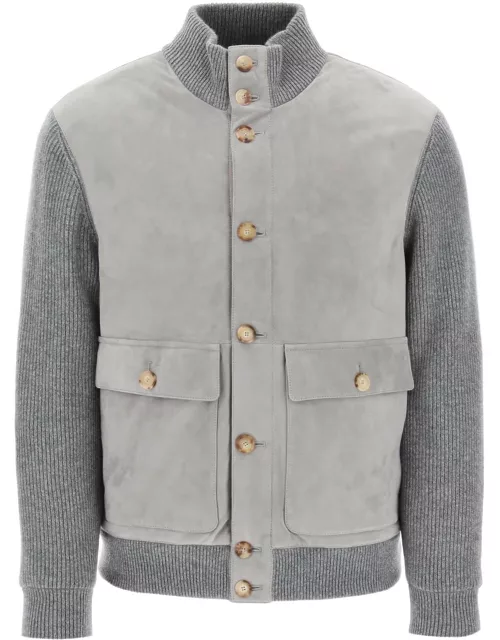 Brunello Cucinelli Hybrid Jacket In Leather And Cashmere