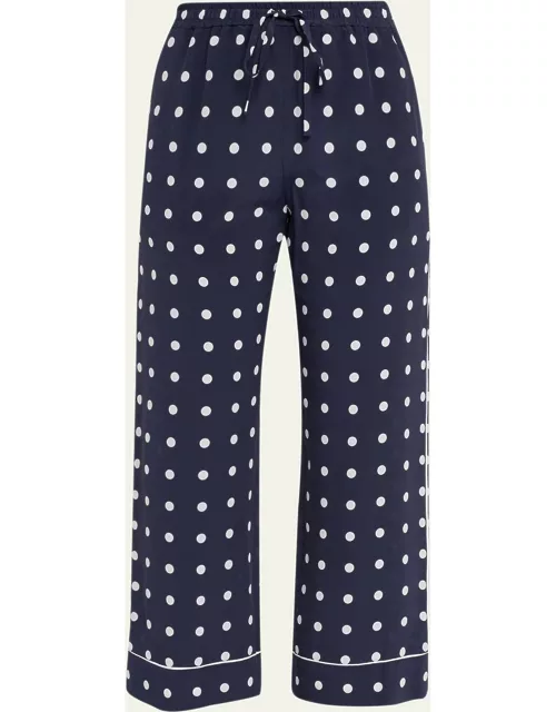 Polka Dot Cropped Silk Pajama Pant
