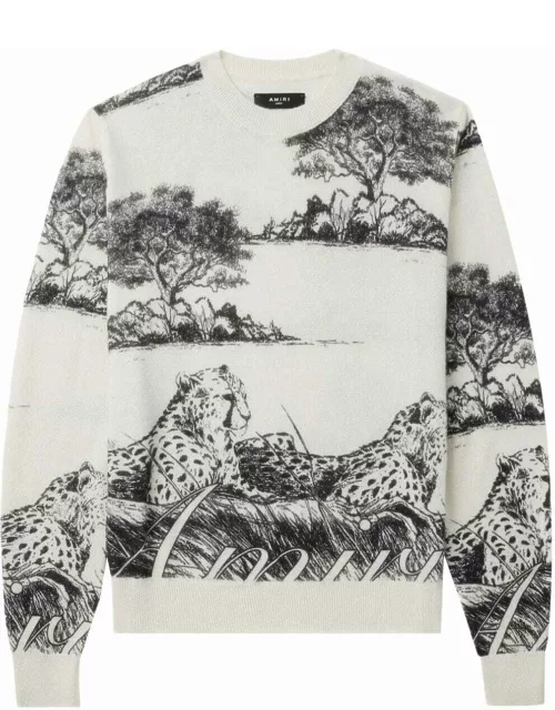White jumper with graphic print