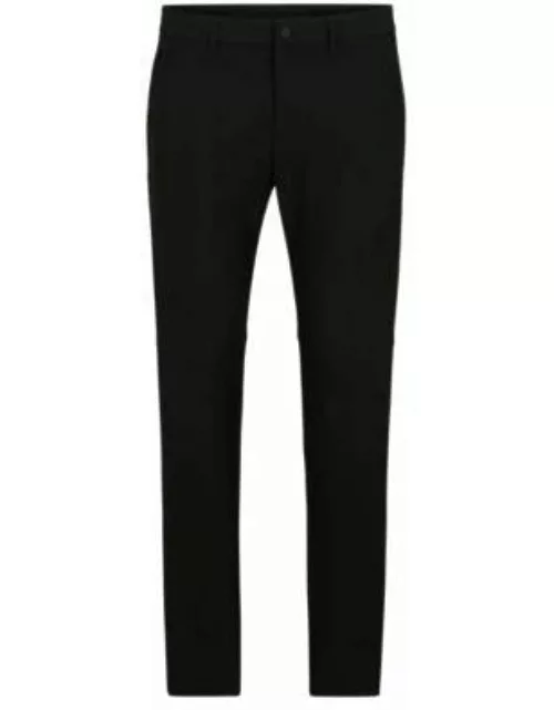 Slim-fit chinos in easy-iron four-way stretch fabric- Black Men's Casual Pant