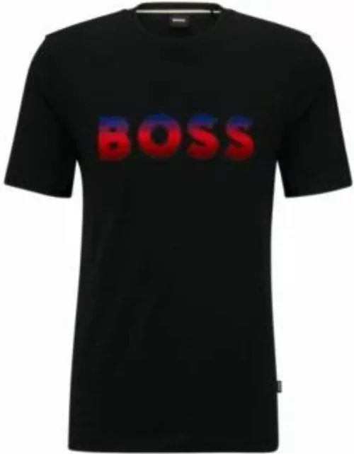 Cotton-jersey T-shirt with degrad logo- Black Men's T-Shirt
