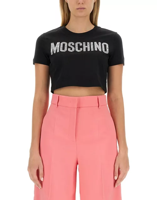 moschino cropped t-shirt with logo