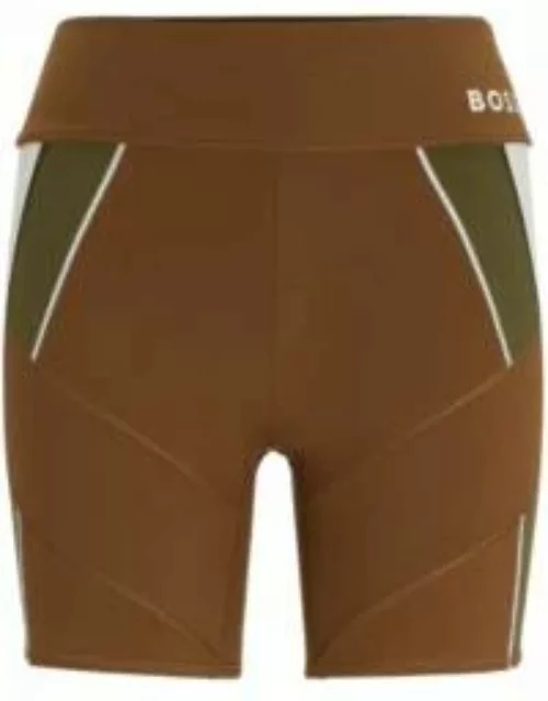 BOSS x Alica Schmidt logo cycling shorts with color-blocking- Brown Women's Be Your Own BOS