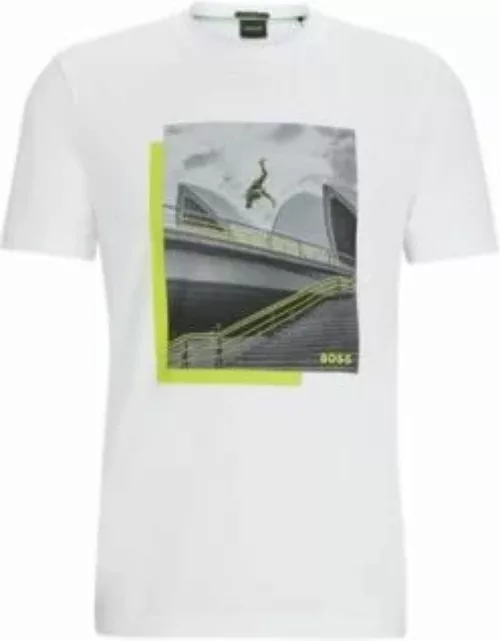 Photo-print T-shirt in stretch-cotton jersey- White Men's T-Shirt