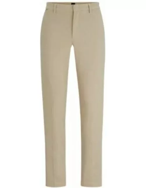 Slim-fit micro-patterned chinos with brushed finish- Beige Men's Chino