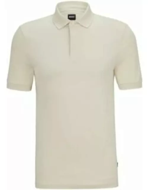 Slim-fit cotton-blend polo shirt with micro pattern- White Men's Polo Shirt