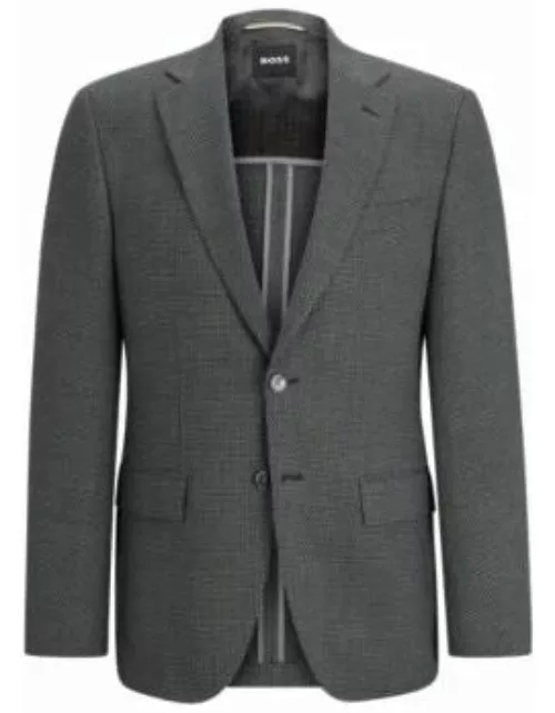 Slim-fit jacket in micro-pattern stretch cloth- Dark Grey Men's Sport Coat
