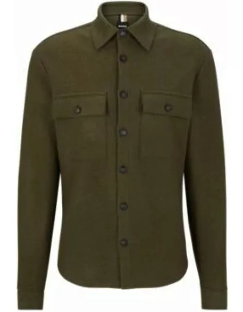 Relaxed-fit shirt in virgin wool with Kent collar- Light Green Men's Casual Shirt