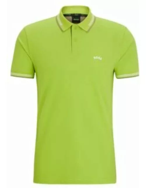 Stretch-cotton slim-fit polo shirt with branded undercollar- Green Men's Polo Shirt