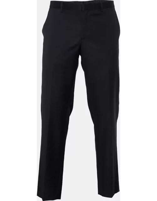Emporio Armani Black Wool Contrast Waist Detail Pants
