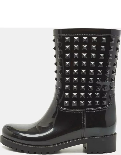 Louis Vuitton Black Rubber Studded Rain Boot