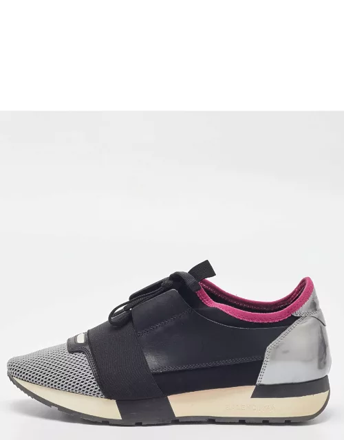 Balenciaga Tricolor Mesh and Leather Race Runner Sneaker