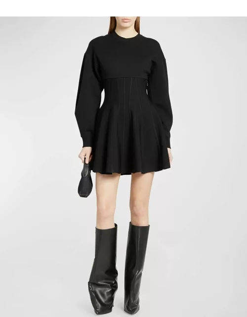 Corset-Style Wool Mini Dres