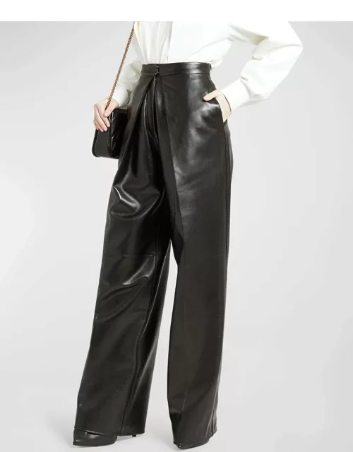 Pleated Leather Trouser