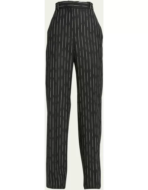 Straight-Leg Pinstripe Wool Trouser