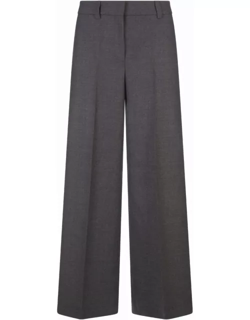 Incotex Grey Stretch Flannel Wide-leg Trouser