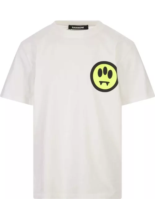 Barrow White T-shirt With Front And Back Lettering And Logo