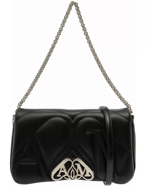 Alexander McQueen the Seal Black Shoulder Bag With Seal Detail In Matelassé Leather Woman