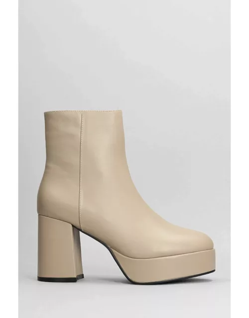 Bibi Lou High Heels Ankle Boots In Taupe Leather