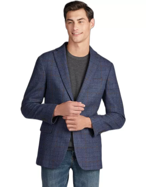 JoS. A. Bank Men's 1905 Collection Tailored Fit Plaid Sportcoat, Blue, 46 Regular