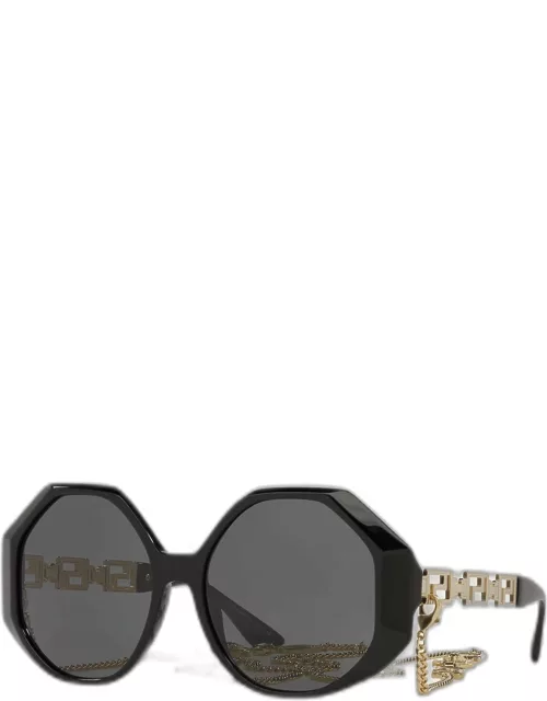 Greek Key Geometric Square Sunglasses w/ Detachable Chain
